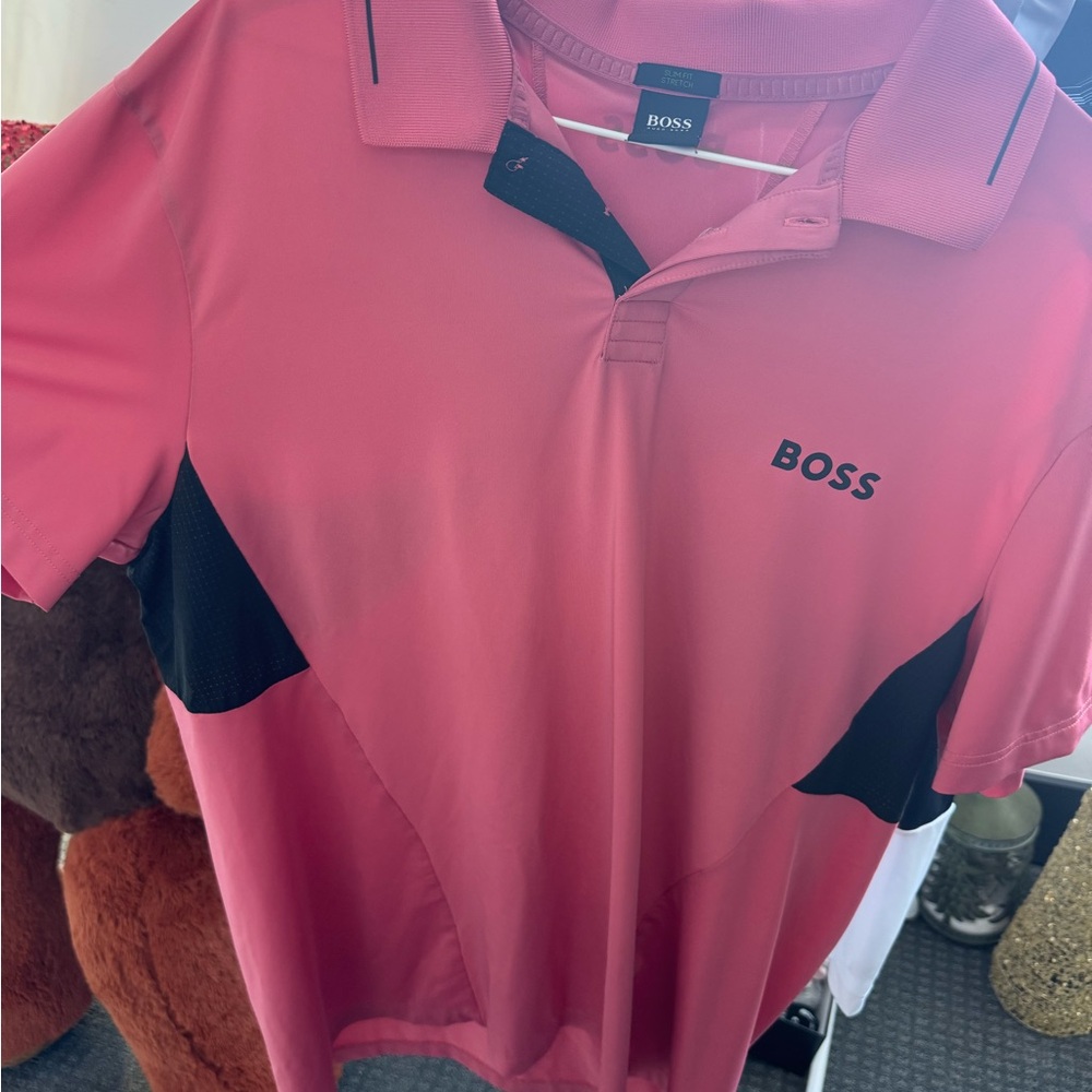 Men’s Boss Coral Pink Polo Size XXL - Picture 2 of 6